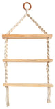 7127 2.5x1 Three Tier Handmade Boho Macrame Wall Hanging With Wooden Shelf