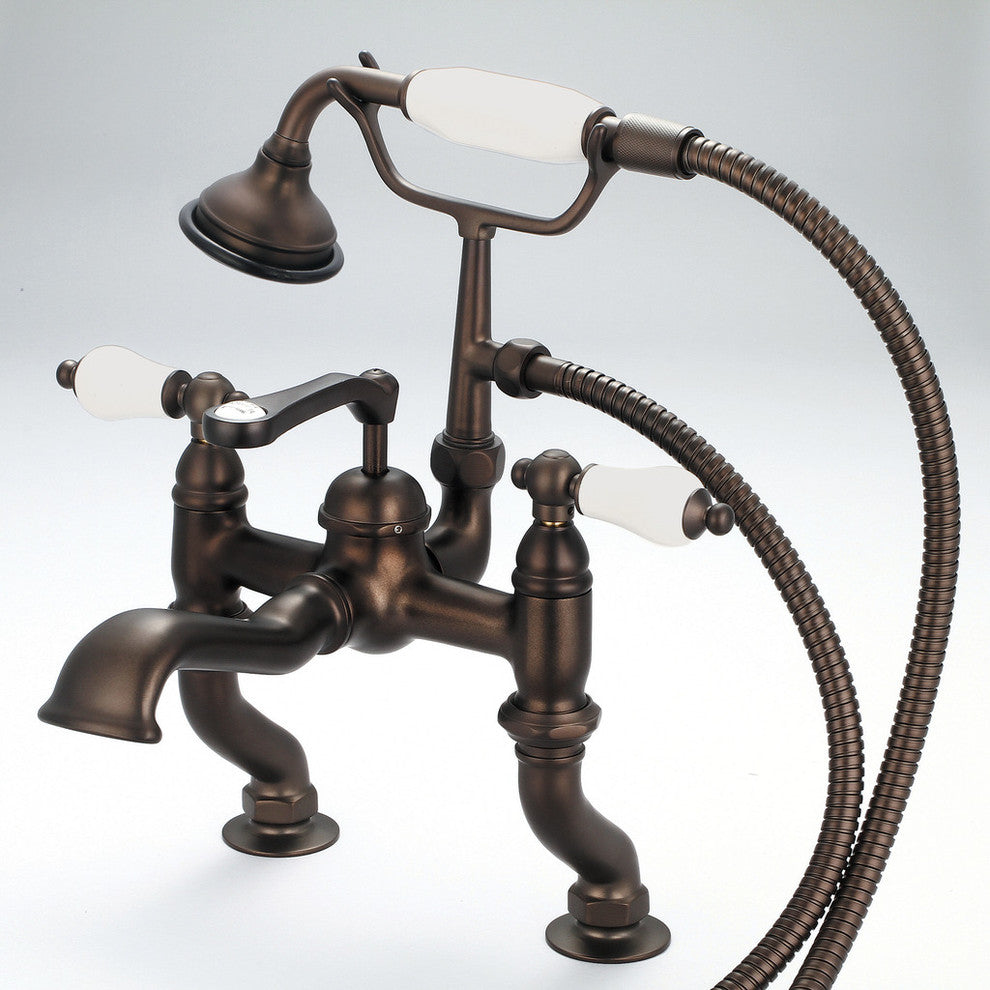 Vintage Classic Deck Mount Tub Faucet With Handshower, Oil Rubbed Bronze Finish