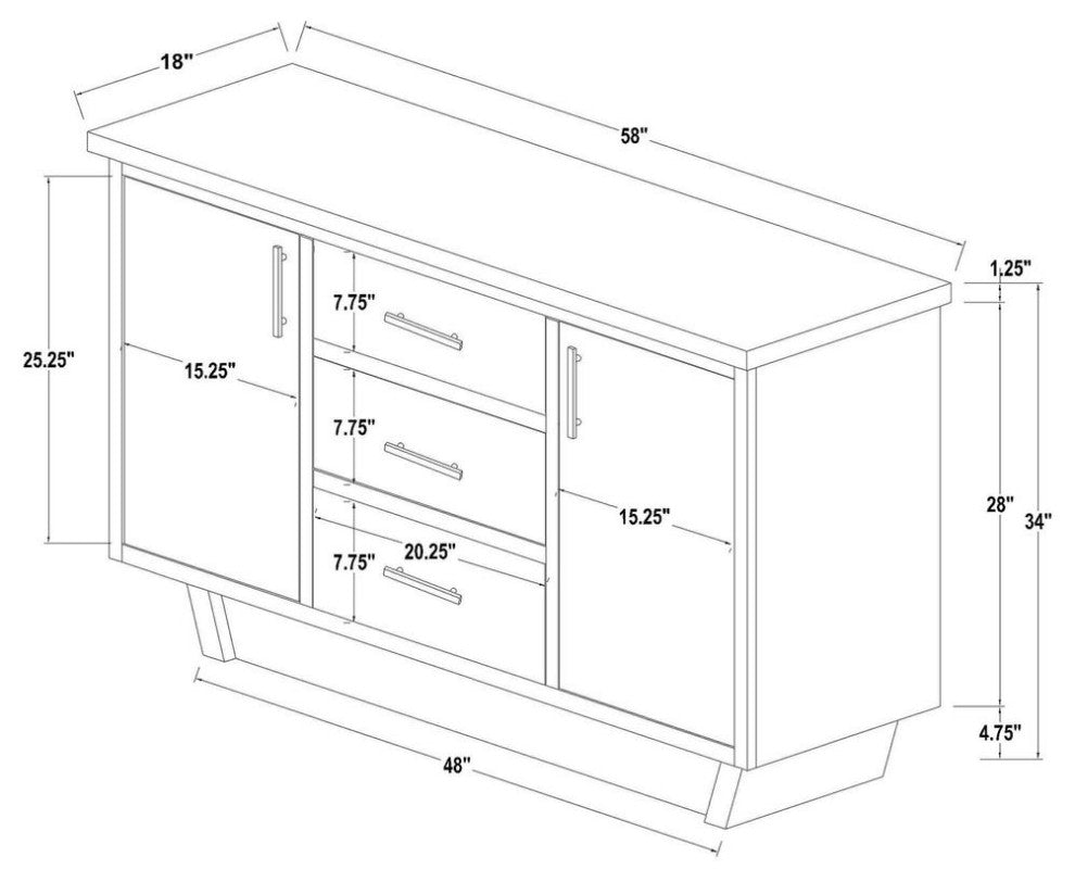Sherry 3-drawer Marble Top Dining Sideboard Server White and Rustic Espresso