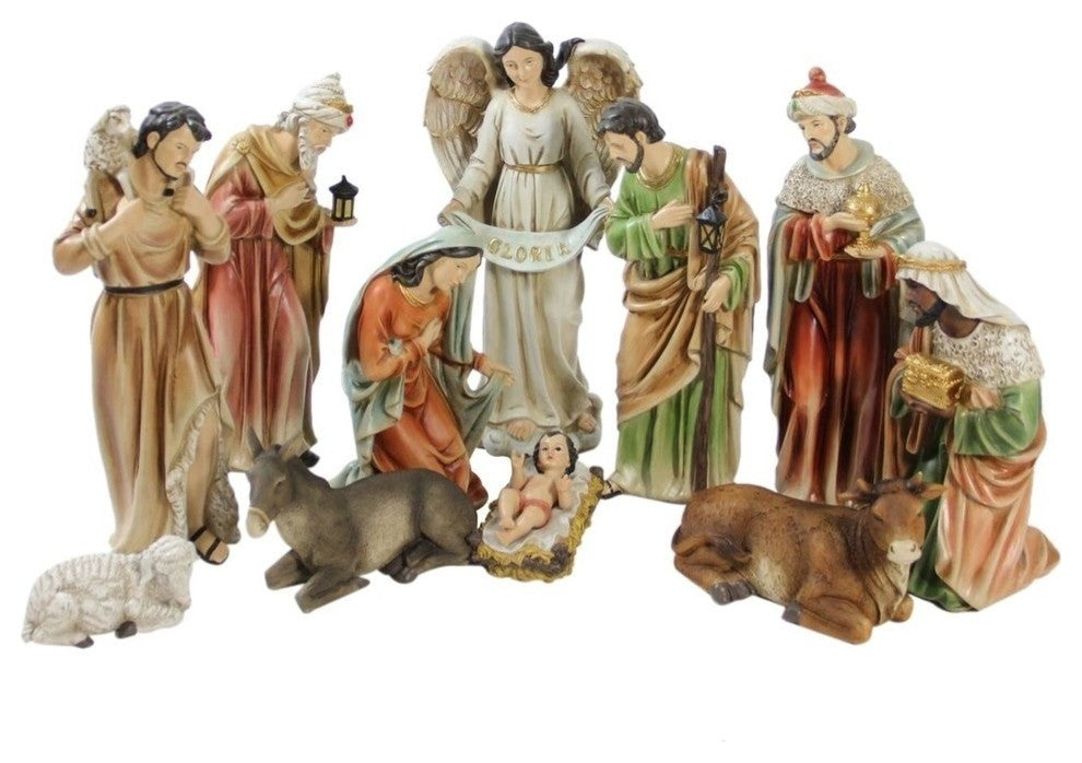 11-Piece Religious Christmas Nativity Set With Removable Baby Jesus
