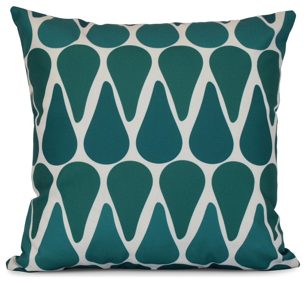 Watermelon Seeds, Geometric Print Pillow, Teal, 18"x18"