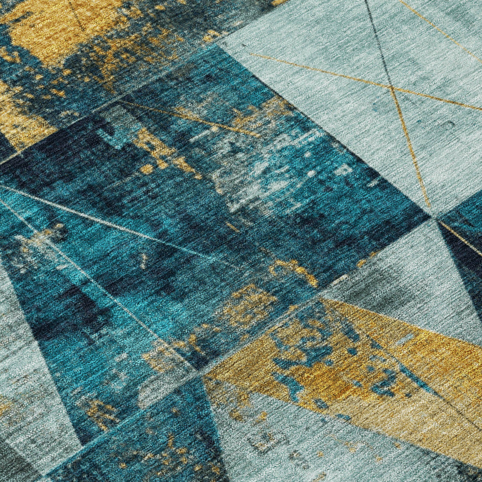 Machine Washable Indoor/Outdoor Chantille ACN1888 Teal 10' x 14' Rug