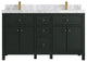 Sonoma 60 Double Bathroom Vanity in Dark Forest Green with 2" Carrara Marble