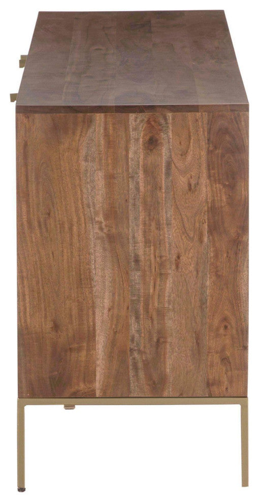 Kenzo 63" Acacia Sideboard, Brown/Brass