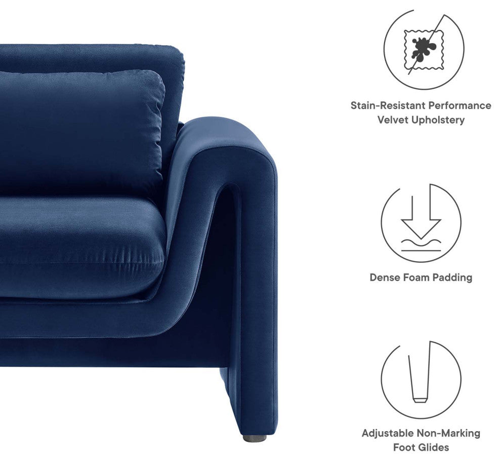 Waverly Performance Velvet Armchair - Midnight Blue