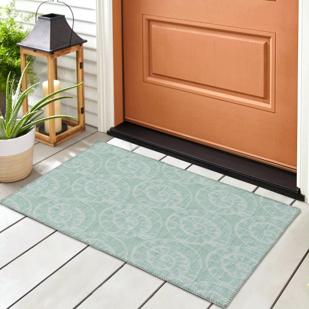 Indoor/Outdoor Seabreeze SZ11 Sage Machine Washable 1'8" x 2'6" Rug