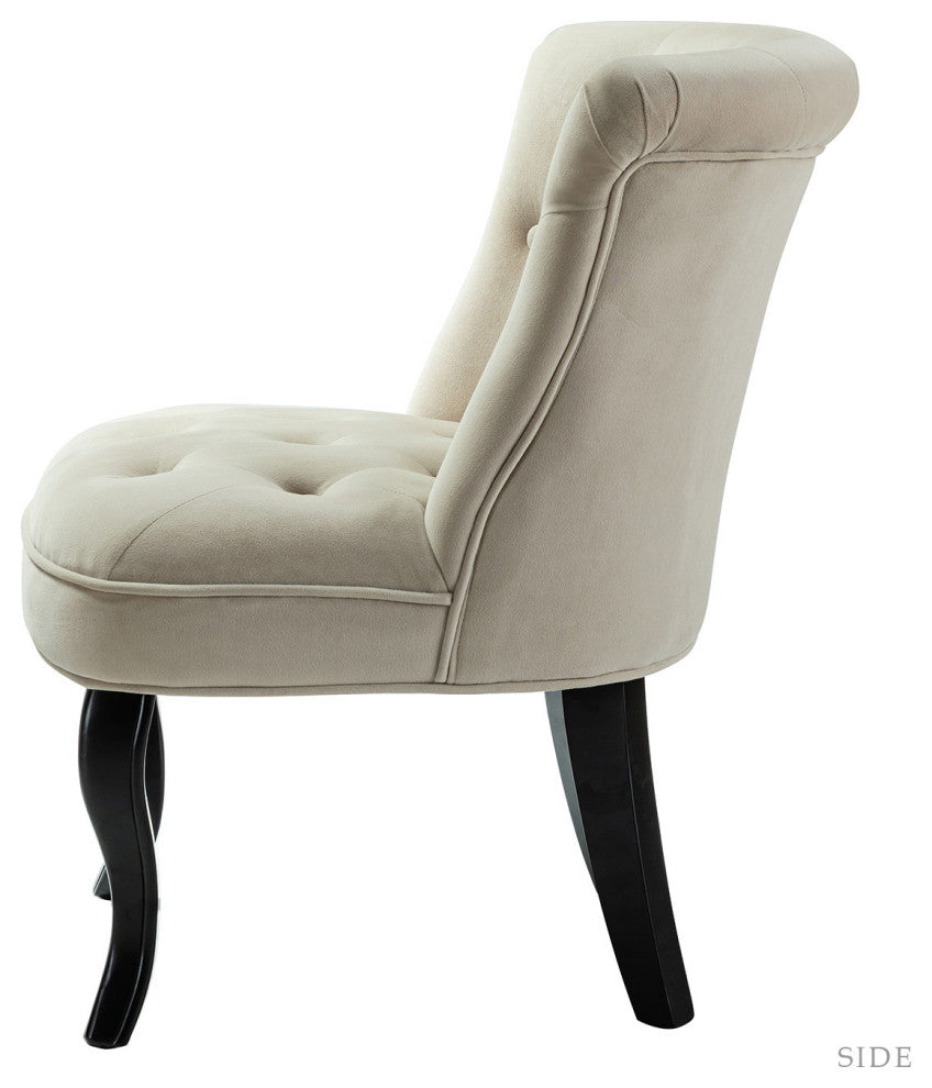 Upholstered Accent Chair With Tufted Back, Set of 2, Tan