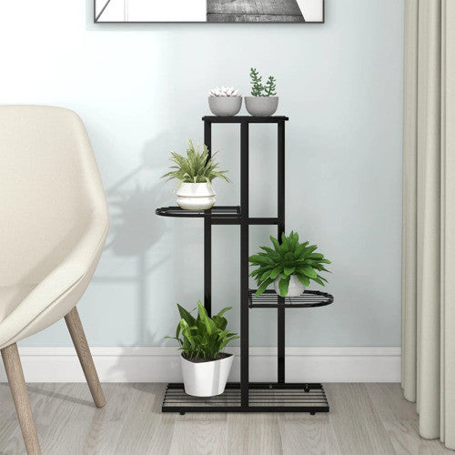 vidaXL Plant Stand Plant Rack Plant Shelves for Indoor and Outdoor Black Metal