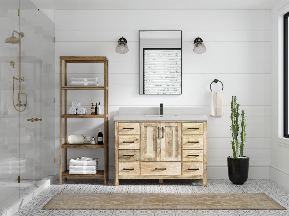Malibu Mango 48 Single Sink Bath Vanity in White Washed 2" Carrara Quartz