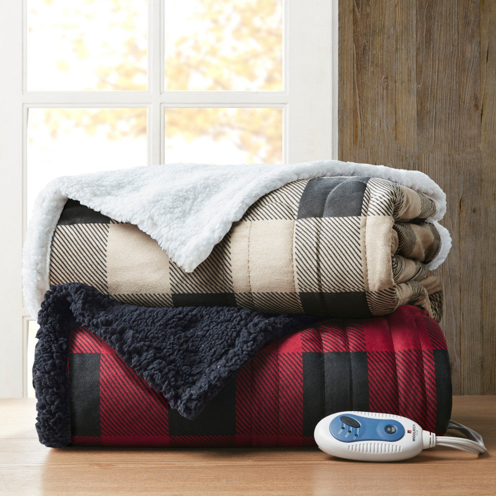 Woolrich Heated 60x70" Buffalo Check Electric Throw Blanket, Red
