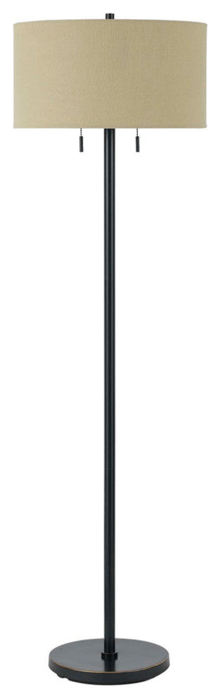 59" Bronze Two Light Traditional Shaped Floor Lamp With Brown Rectangular Shade