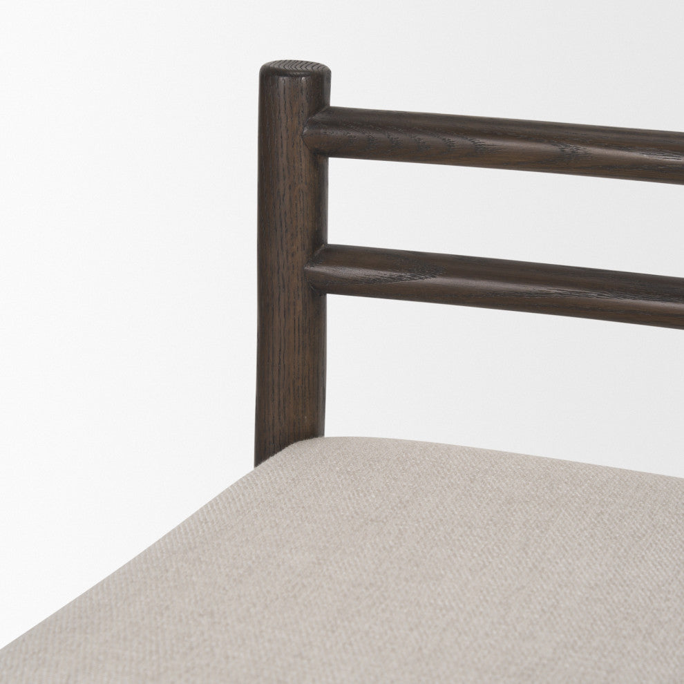 Sam Dark Brown Wood With Cream Fabric Counter Stool