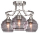 Paramount 3-Light Semi-Flush Light, Brushed Nickel, 6" Smoke Ribbed Glass