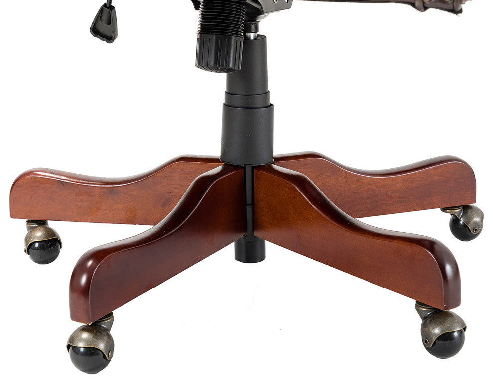 Executive Swivel Office Task Chair With Tufted Back, Brown