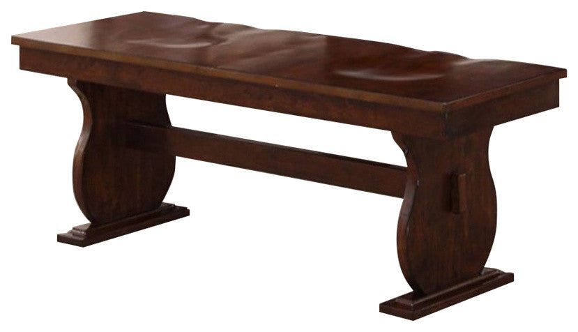 Rubber Wood Bench With Wavy Base Brown
