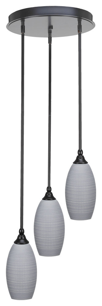Empire 3-Light Cluster Pendalier, Matte Black/Gray Matrix