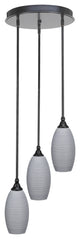 Empire 3-Light Cluster Pendalier, Matte Black/Gray Matrix