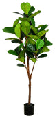Vickerman 6' Artificial Green Fiddle Tree in Black Planters Pot