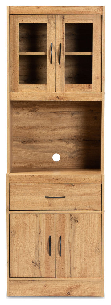 Collene Modern Kitchen Cabinet/Hutch, Oak Brown