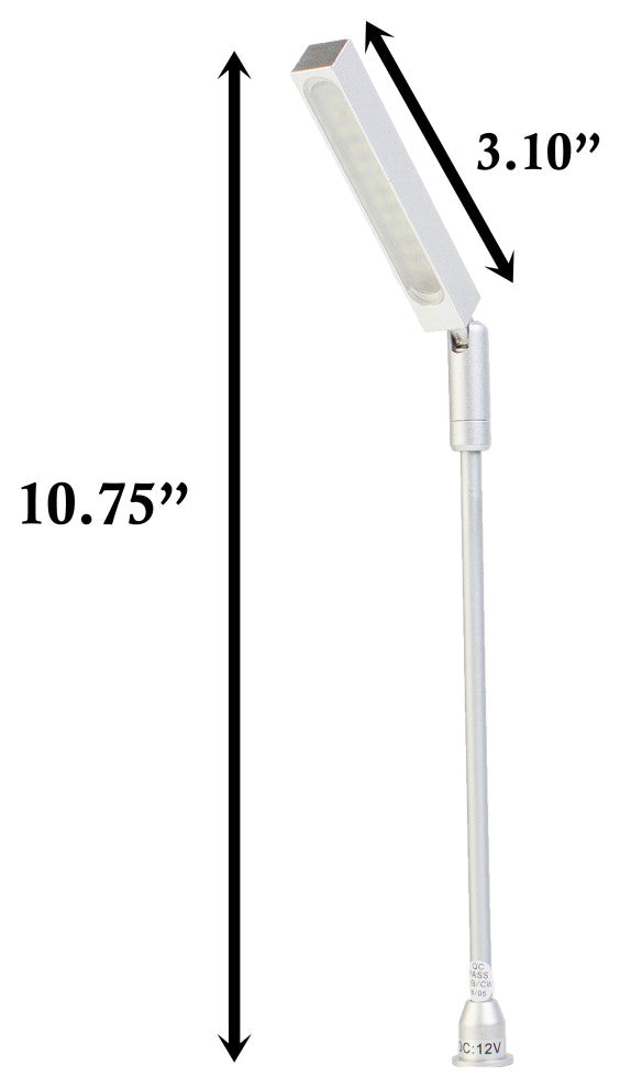 Jewelry Showcase LED Pole Stem Light Model FY-60 Silver 6000K, Set of 2, 6000k