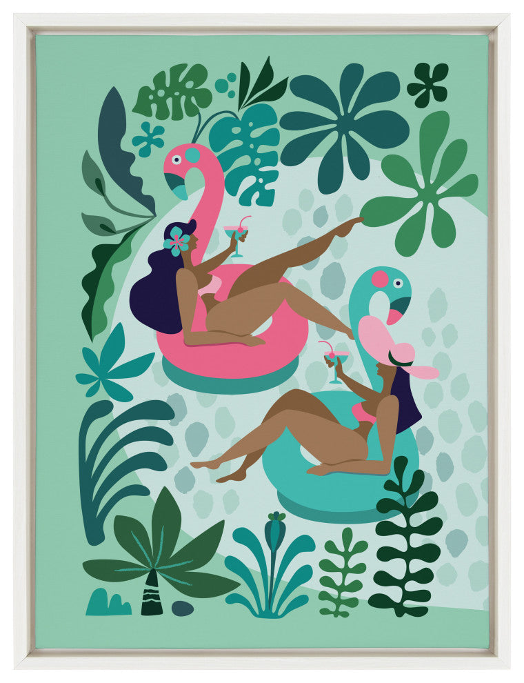 Sylvie Girl Friends Framed Canvas by Rachel Lee of My Dream Wall, White 18x24