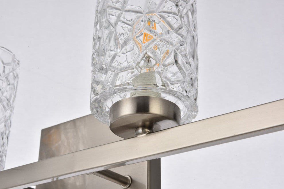 Conor 4-Light Bath Sconce, Satin Nickel With Clear Shade