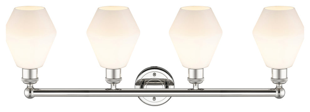 Cindyrella 4-Light 33" Vanity Light, Polished Nickel, Cased Matte White Shade