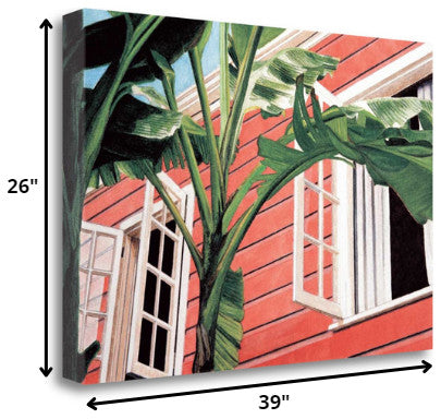 39" Coastal Green Tropical Leaves Giclee Wrap Canvas Wall Art