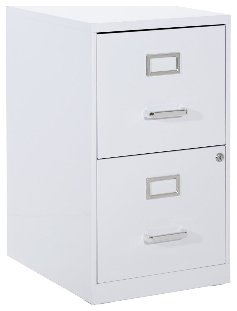 2 Drawer Locking Metal File Cabinet, White