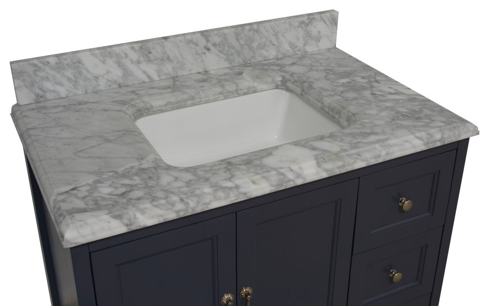 Madison 36" Bathroom Vanity, Marine Gray, Carrara Marble