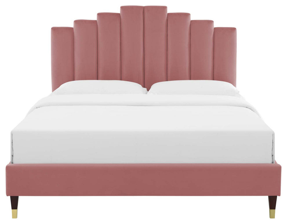 Elise Full Performance Velvet Platform Bed MOD-6874-DUS