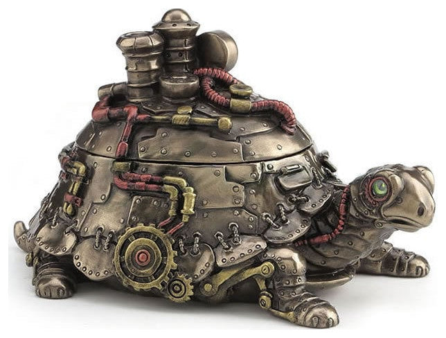 Steampunk Tortoise Trinket Box Statue by Veronese Design