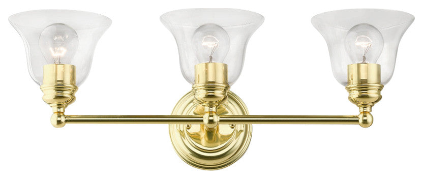 Moreland 3 Light Polished Brass Vanity Sconce