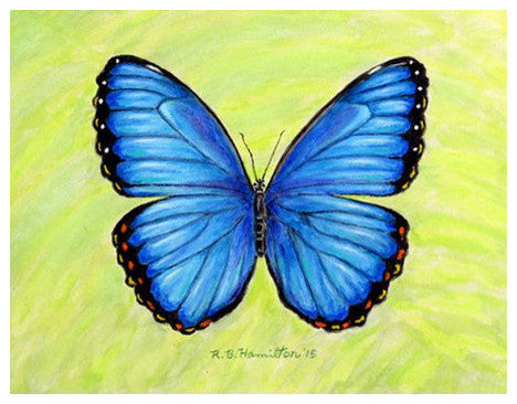 Betsy Drake Blue Morpho Butterfly 30 X 50 Inch Floral Comfort Floor Mat