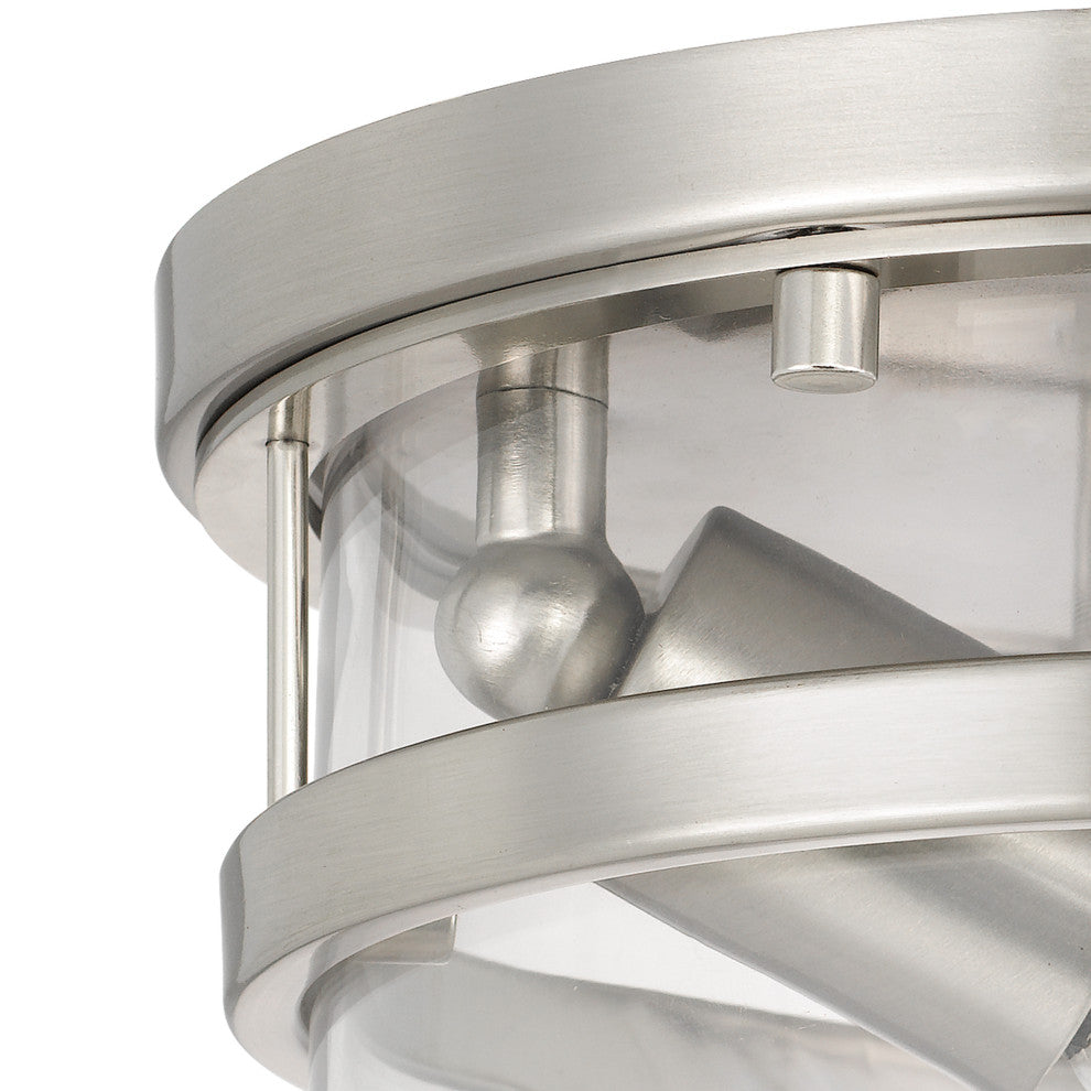 Kenmore 1-Light Brushed Nickel Finish Flush Mount 9.88"x9.88"x5"