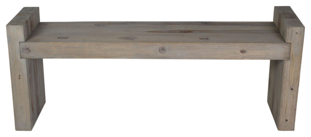 Haussmann Teak Block Bench 48 x 12 x 19 inch High KD Grey Oil