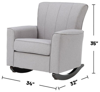 Upholstered Rocking Chair with Square Armrest in Light Gray