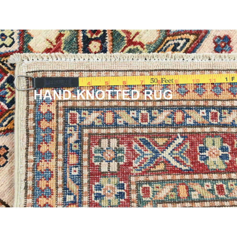 Ivory, Afghan Super Kazak, Soft Wool Hand Knotted, XL Runner Rug, 2'9"x35'8"