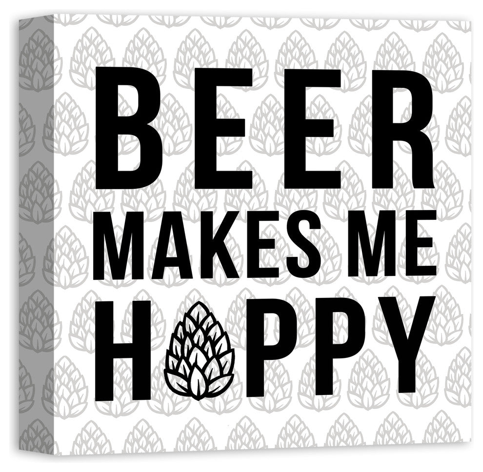 Beer Makes Me Hoppy Canvas Wall Art, 16"x16"