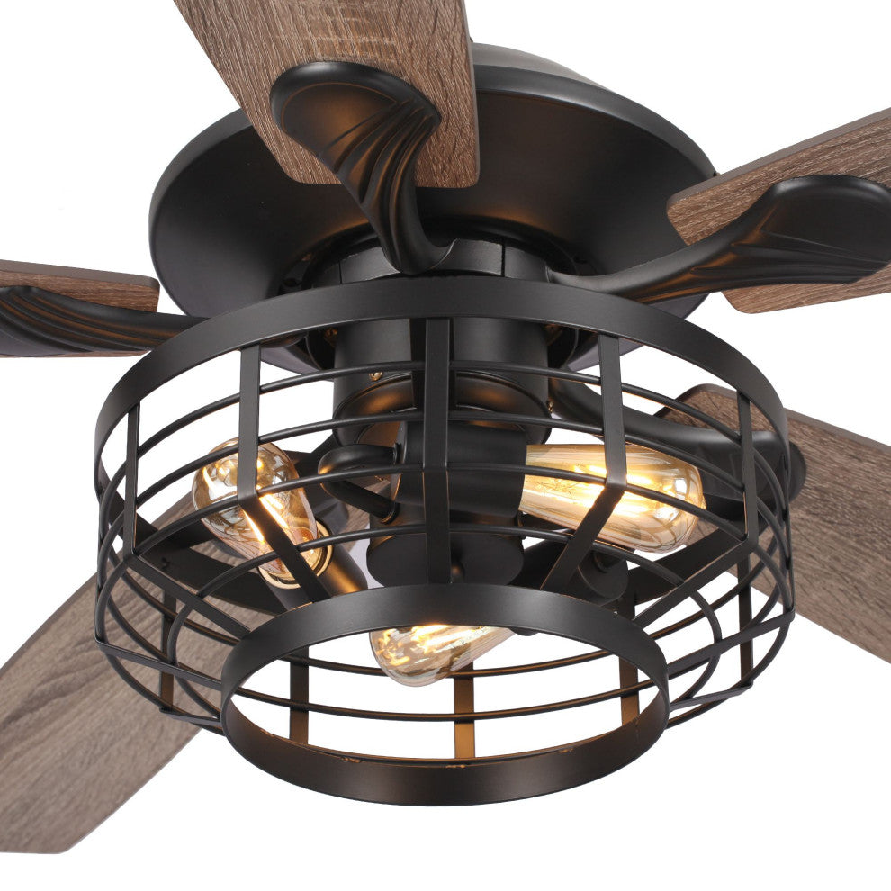 52 in 5 Blades Ceiling Fan with Remote Control in Matte Black
