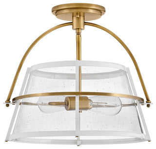 Hinkley Tournon Semi-Flush Mount, Heritage Brass With Polished White Accents