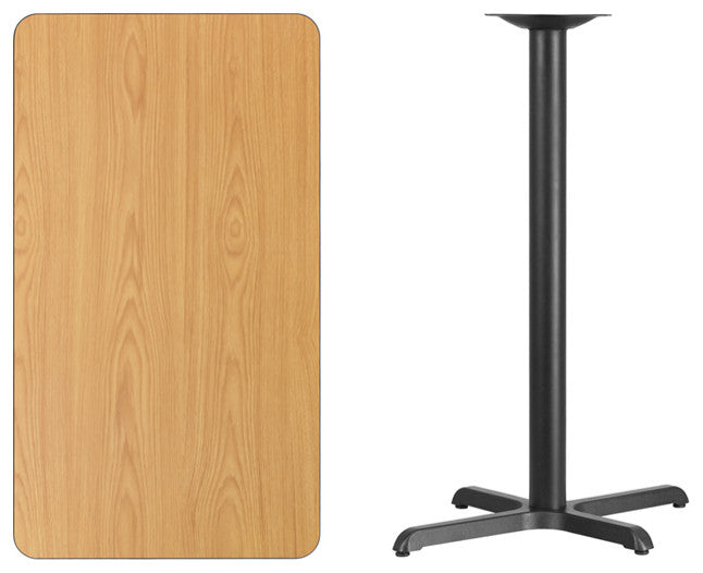 Flash 24'''' x 42'''' RectLaminate Table Top/23.5'''' x 29.5'''' Bar Table Base, Nat