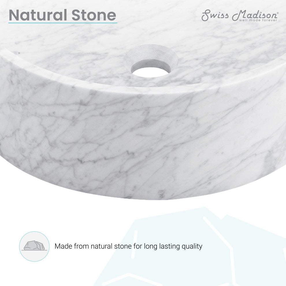 Monaco 17" Round Vessel Bathroom Sink, Marbled Gray