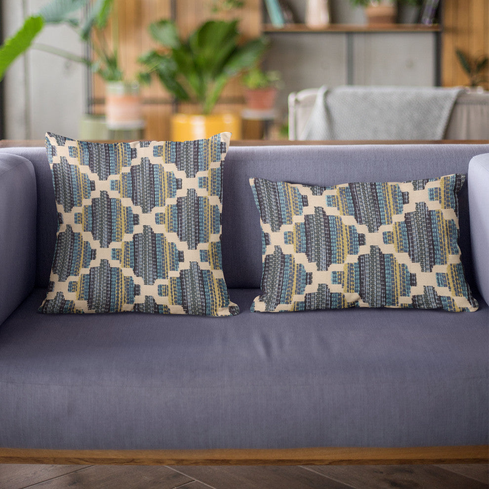 Plutus Blue Lights Diamond Luxury Throw Pillow, 26"x26"