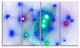 Blue Fractal Lights in Fog, Abstract Wall Art Canvas, 48"x28", 4 Panels