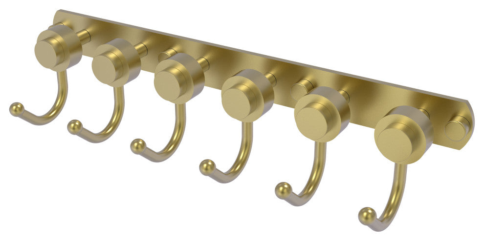 Mercury 6 Position Tie Rack with Smooth Accent, Satin Brass