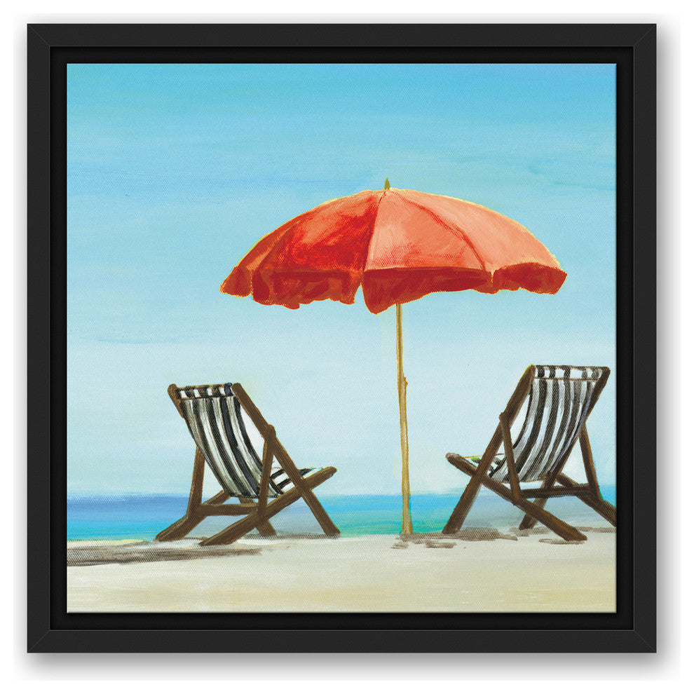 Lazy Beach Day 12x12 Black Floating Framed Canvas