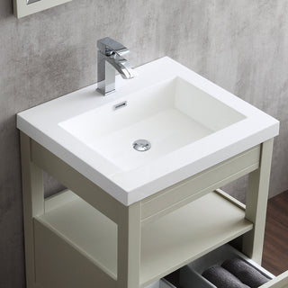 Dowell 22" FTB Resin Bathroom Vanity Basin, White, 25wx22dx6h