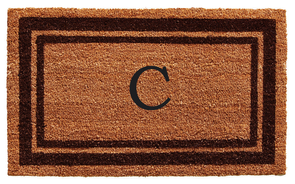 Brown Border 18"x30" Monogram Doormat, Letter C