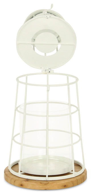 Caler White Lighthouse Styled Metal Lantern - Small